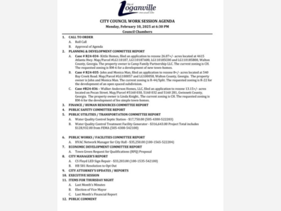 Loganville City Council Work Session Agenda